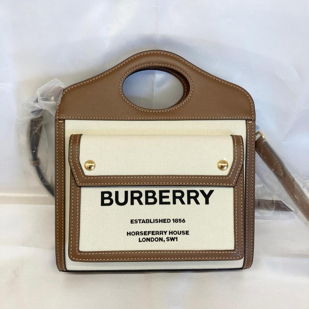 BURBERRY Horseferry Pocket Bag Shoulder Handbag Malt Brown Logo
